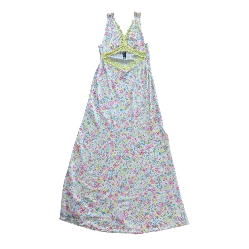 Beach Riot Floral Maxi Dress Lace Cutout Back Cottagecore S Pink Yellow neon